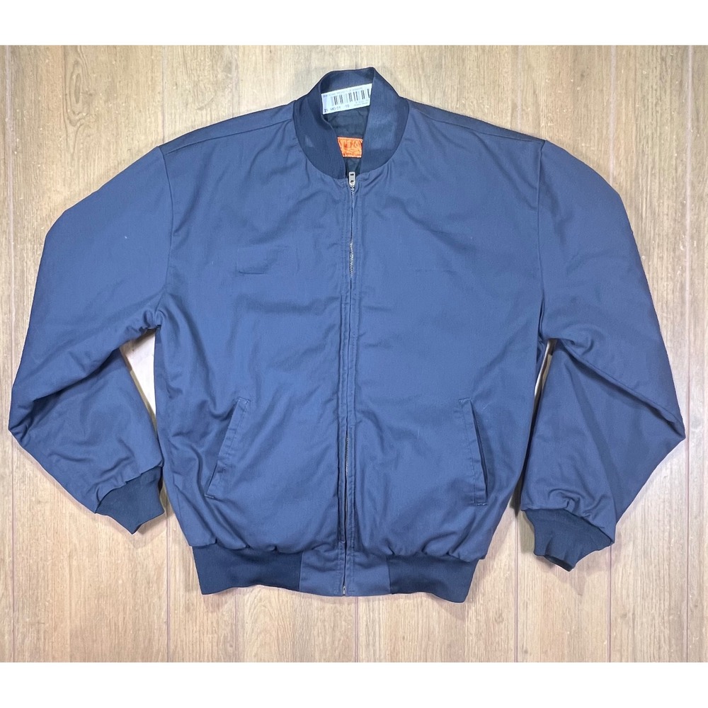 Red Kap Men Navy Blue‎ Quilted Lined Bomber Jacket GO0575CHAR L-RG